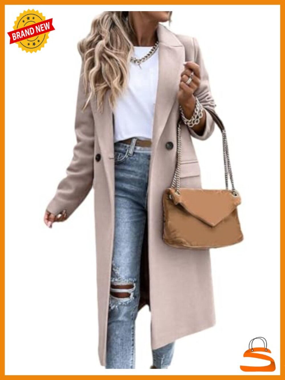 Long Wool Coat Notch Lapel Dressy Peacoat Jacket Women Fall Winter